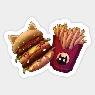 Menu 2 Double Cheeseburger and Kitty Fries Sticker